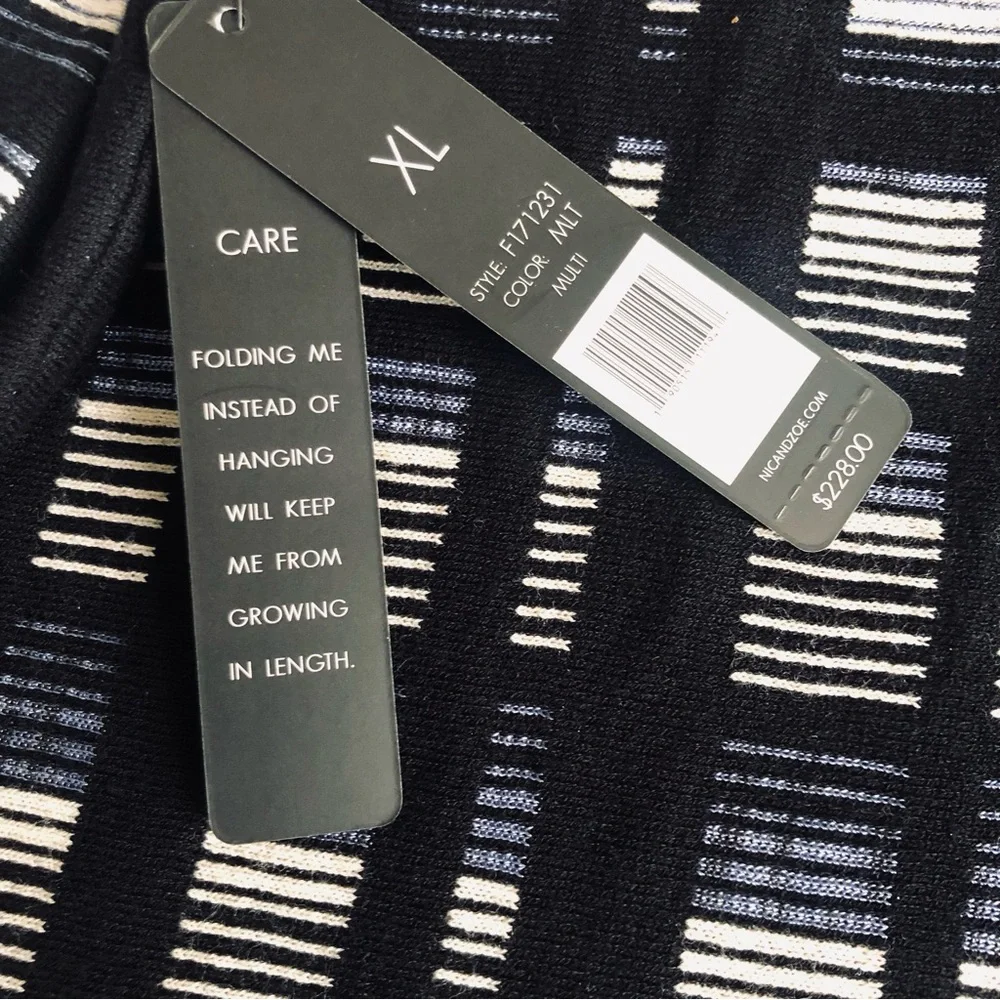 NIC+ZOE Black and Gray Striped Midi Dress NWT - Picture 10 of 15